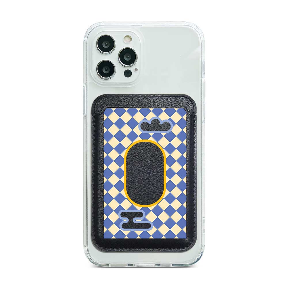 Blue And Yellow Diamond With Oval Magnetic Pocket Wallet Magnetic Pocket Wallet Stand - Black