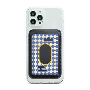 Blue And Yellow Diamond With Oval Magnetic Pocket Wallet Magnetic Pocket Wallet Stand - Black