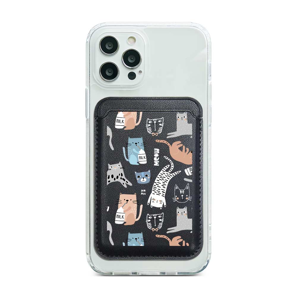 Cat Patterns Magnetic Pocket Wallet Pocket Wallet Magnetic - Black