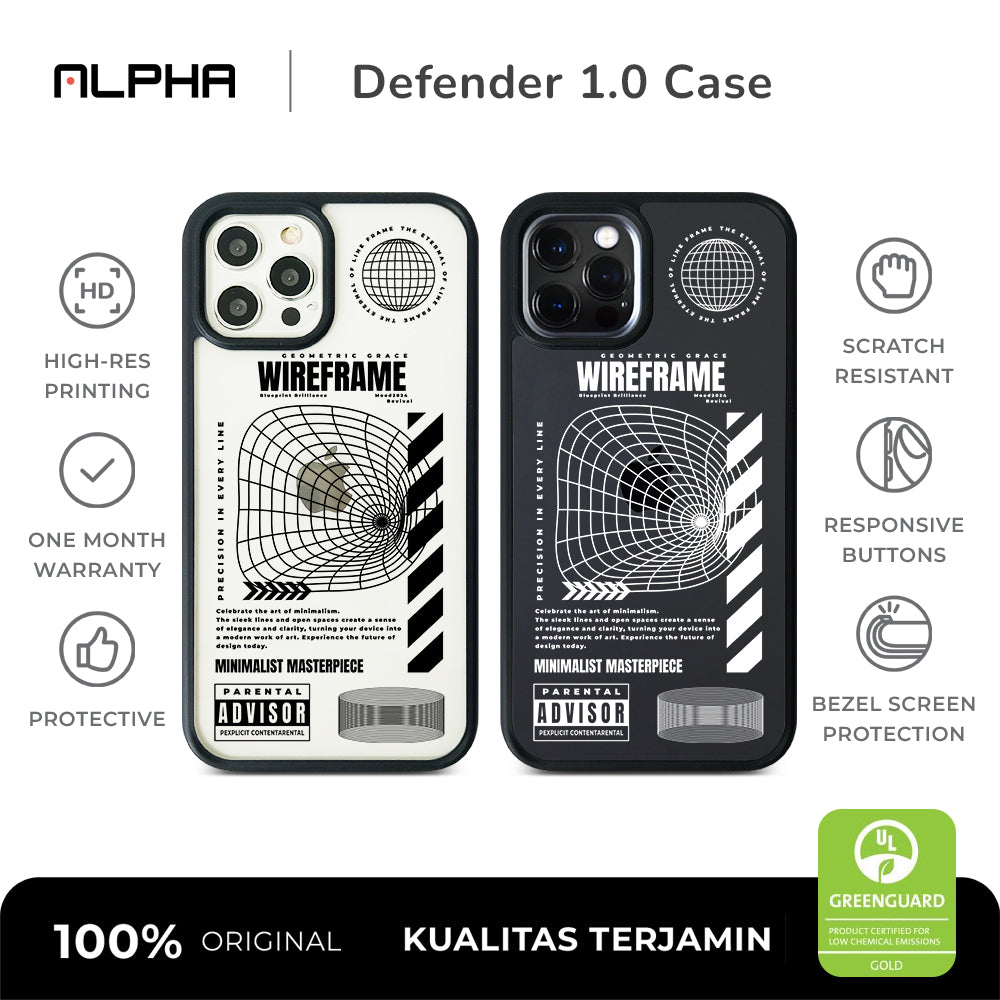 Alphac - Wireframe iPhone Defender 1.0 Case / Defender v1 iPhone 15 Pro Black NonMag