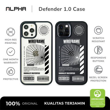 Alphac - Wireframe iPhone Defender 1.0 Case / Defender v1 iPhone 15 Pro Black NonMag