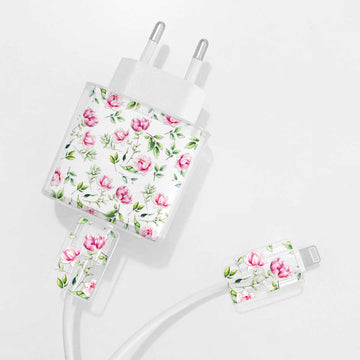 Pink Garden Charger Case & Cable Protector
