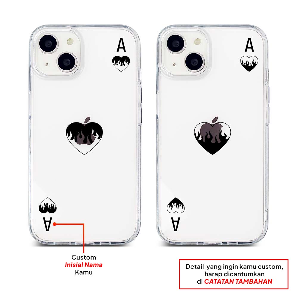 Flaming Heart Card - Custom / Kanan / Hybrid Crystal Case iPhone 14 Pro Max