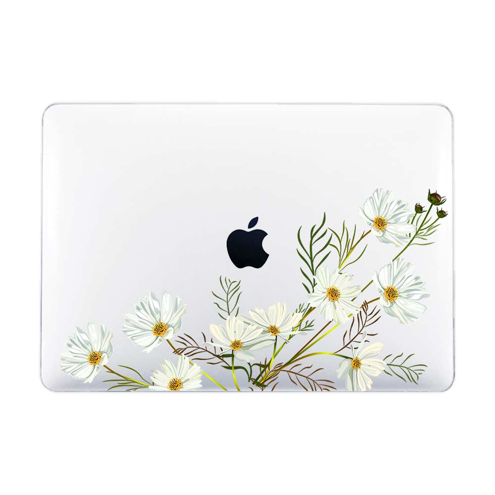 [Ready] White Daisy Bucket Macbook Case / Case Macbook Frosted Pro 14 inch M2 M3 M4